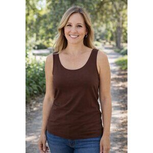 Chico's size 1 Medium Tank Top Brown Nylon Blend Sleeveless Stretch